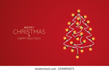 Vektorgrafik von Weihnachten und Neujahr. Weihnachtskomposition mit dekorativem Christbaum.
