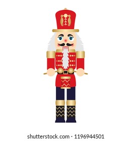 Vector illustration christmas nutcracker toy soldier traditional figurine isolated on white background