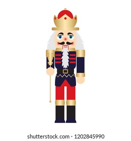 Vector illustration christmas nutcracker toy soldier traditional figurine isolated on white background