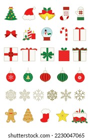 Vector illustration of Christmas objects.