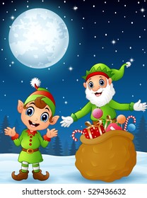 Vector Illustration Christmas Old Elf Cartoon Stock Vector (Royalty ...