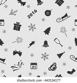 Vector illustration Christmas on the background seamless pattern. Set of elements