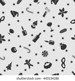 Vector illustration Christmas on the background seamless pattern. Set of elements