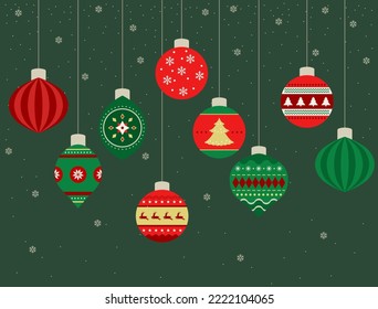 A vector illustration of Christmas ornaments.