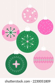 Vector illustration of Christmas ornaments.