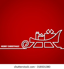 Vector Illustration of Christmas Outline BAckground for Design, Website, Banner. New year and xmas Element Template. sleigh with gifts on it