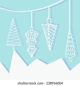Vector illustration of  Christmas paper fir trees 