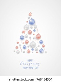 Vector illustration of christmas party poster with hand lettering label - christmas - with stars, sparkles, snowflakes, balls, branches, wreath. Template for flyer, banner, poster, card, menu.