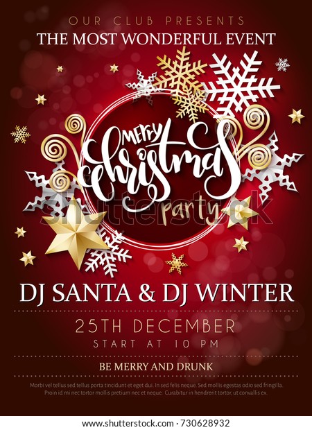 Vector Illustration Christmas Party Poster Hand Stock Vector (Royalty ...