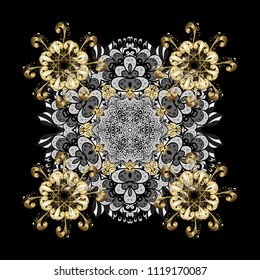 Vector illustration. Christmas pattern with snowflakes abstract background. Holiday design for Christmas and New Year fashion prints. Black, gray and white snowflakes.