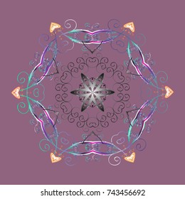 Vector illustration. Christmas pattern with snowflakes abstract background. Violet, gray and blue snowflakes. Holiday design for Christmas and New Year fashion prints.
