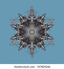 Vector illustration. Christmas pattern with snowflakes abstract background. Holiday design for Christmas and New Year fashion prints. Blue, gray and brown snowflakes.