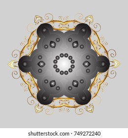 Vector illustration. Christmas pattern with snowflakes abstract background. Gray, brown and beige snowflakes. Holiday design for Christmas and New Year fashion prints.
