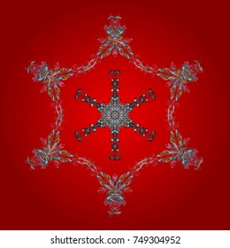 Vector illustration. Christmas pattern with snowflakes abstract background. Holiday design for Christmas and New Year fashion prints. Red, gray and neutral colors.