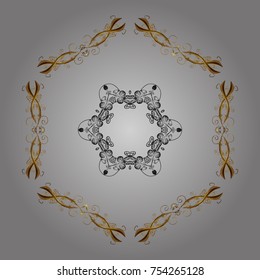 Vector illustration. Christmas pattern with snowflakes abstract background. Gray, brown and yellow snowflakes. Holiday design for Christmas and New Year fashion prints.