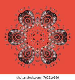 Vector illustration. Christmas pattern with snowflakes abstract background. Holiday design for Christmas and New Year fashion prints. Orange, gray and brown colors.