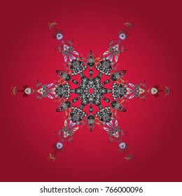 Vector illustration. Christmas pattern with snowflakes abstract background. Holiday design for Christmas and New Year fashion prints. Red, gray and neutral colors.