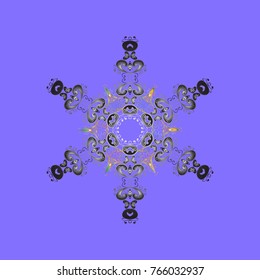 Vector illustration. Christmas pattern with snowflakes abstract background. Holiday design for Christmas and New Year fashion prints. Neutral, gray, green and violet colors.