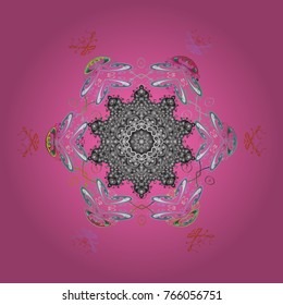 Vector illustration. Christmas pattern with snowflakes abstract background. Pink, gray and neutral colors. Holiday design for Christmas and New Year fashion prints. Pink, gray and neutral snowflakes.