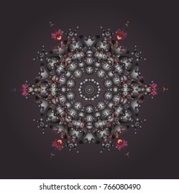 Vector illustration. Christmas pattern with snowflakes abstract background. Holiday design for Christmas and New Year fashion prints. Gray, brown and pink colors.