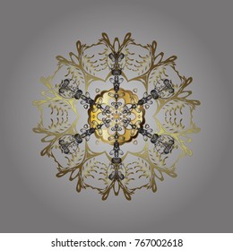 Vector illustration. Christmas pattern with snowflakes abstract background. Gray, brown and neutral snowflakes. Holiday design for Christmas and New Year fashion prints.