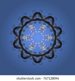 Vector illustration. Christmas pattern with snowflakes abstract background. Blue, gray and neutral snowflakes. Holiday design for Christmas and New Year fashion prints.
