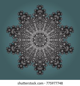 Vector illustration. Christmas pattern with snowflakes abstract background. Neutral, gray, blue and green snowflakes. Holiday design for Christmas and New Year fashion prints.