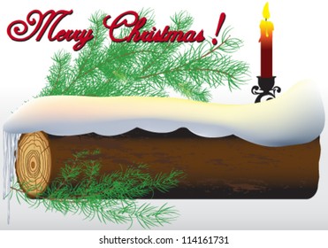 Vector illustration. Christmas in pine forest