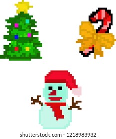 vector illustration of  christmas in pixel style