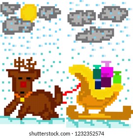 vector illustration of  christmas in pixel style