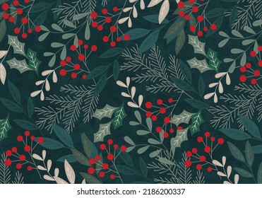 Vector illustration of Christmas plants