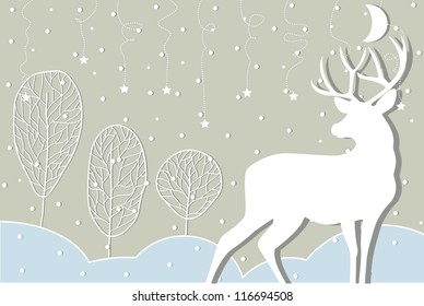 Vector illustration of Christmas postcard template