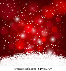 Vector illustration Christmas Red Background with Snow