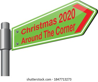 Vector illustration of christmas road sign 2020. Christmas day is coming, wish you all the best as always in this coming new year.
