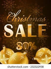 Vector illustration of a Christmas sale with balls.