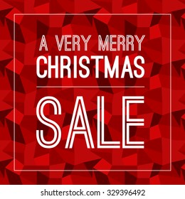 Vector Illustration of Christmas sale business promotion poster or card design template at red geometric background. Typography and tag in red and white color.