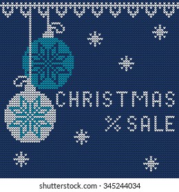 Vector Illustration of Christmas sale discount Knitted Style for Design, Website, Background, Banner. Ugly sweater retail Element Template