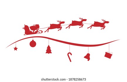 Vector illustration of christmas santa claus and ornament figurines in red on a white background