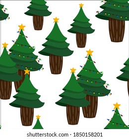Ilustración vectorial. El fondo de la Navidad es impecable. Decoración festiva. Árbol de Navidad. Árboles verdes de Navidad aislados en fondo blanco.