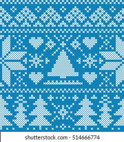 Vector illustration of christmas seamless pattern with trees and snowflakes