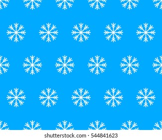 Vector illustration of Christmas seamless pattern with snowflakes. Blue background. It can be used in the design of a sweater, wrapping paper, packages, etc.