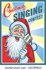 Vector Illustration Of Christmas Singing Contest Poster. Easy-edit Layered Vector EPS10 File Scalable To Any Size Without Quality Loss. High Resolution Raster JPG File Is Included. 