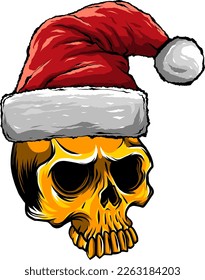 vector illustration Christmas skull. vintage design t-shirts