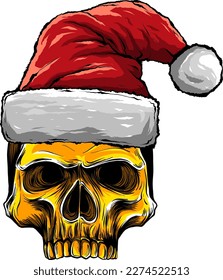 vector illustration Christmas skull. vintage design t-shirts