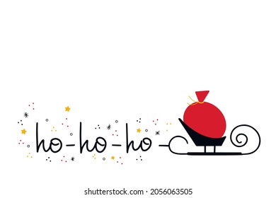 Vector illustration of Christmas sleigh with gift bag isolated on white background