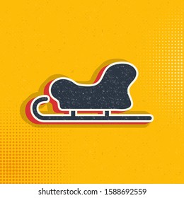 Vector Illustration of a Christmas Sleigh pop art style vector icon. Vector pop art style vector icon.