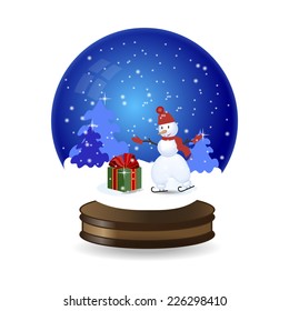 Vector illustration of Christmas Snow globe with snowmen