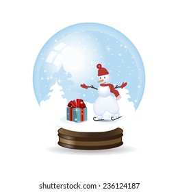 Vector illustration of Christmas Snow globe with snowmen