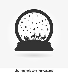 Vector illustration of a christmas snow globes silhouette with santa claus