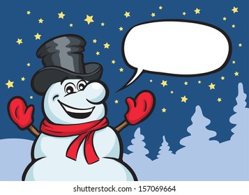 Vector illustration of christmas snow man. Easy-edit layered vector EPS10 file scalable to any size without quality loss. High resolution raster JPG file is included.